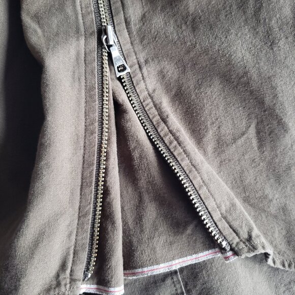 Olive Army Green AR Aloha Rag 3/4 Length Sleeve Button Up Shirt Side Zips - Picture 12 of 16